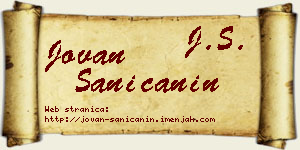 Jovan Saničanin vizit kartica